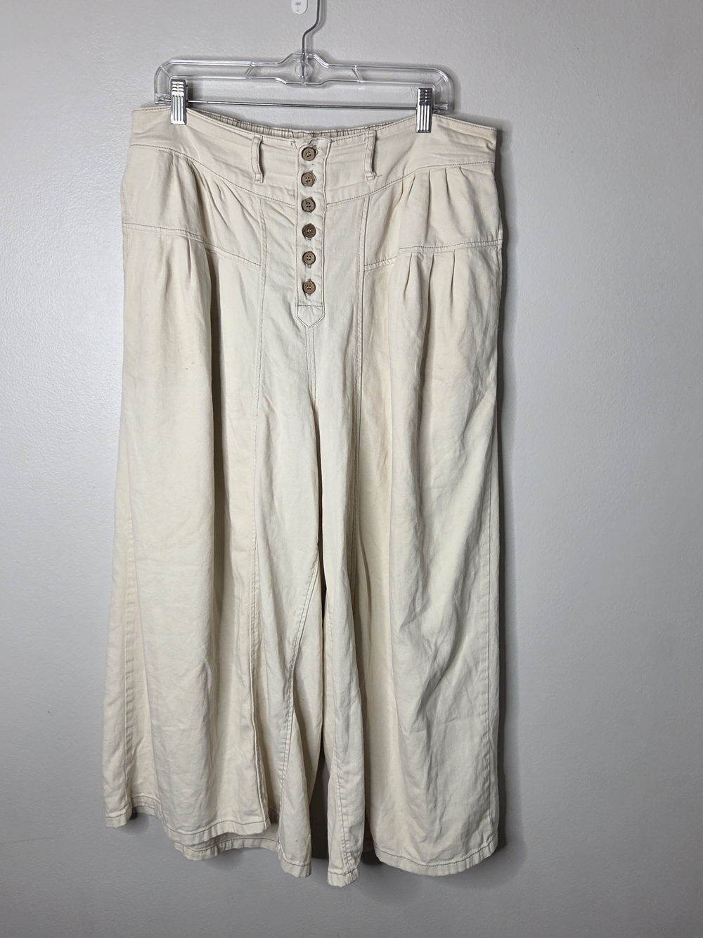 We The Free Blossom Cream Denim Pull-On Super Wide Leg Crop Jeans